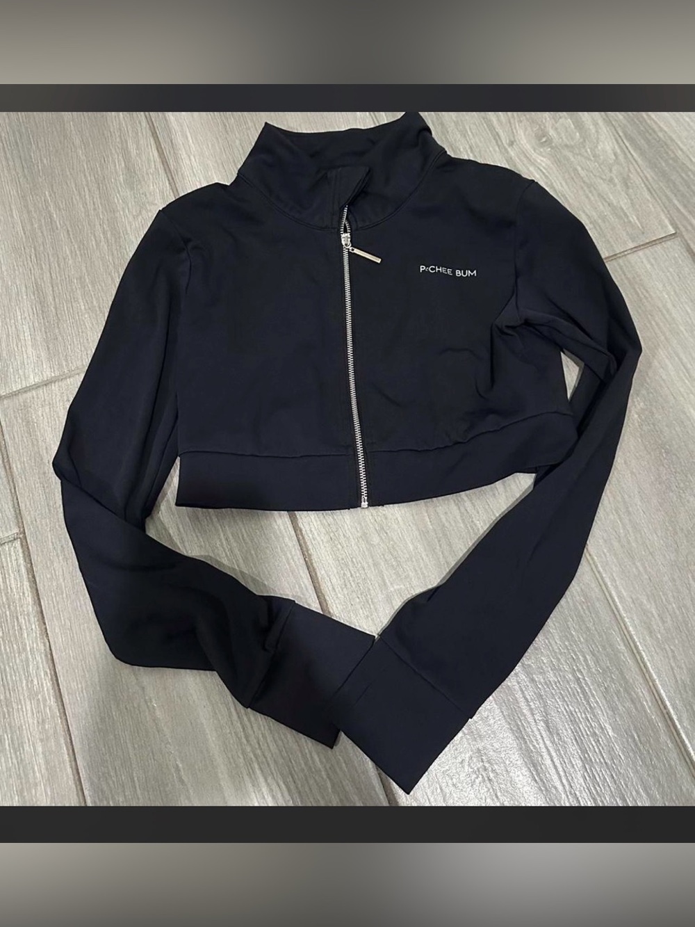 Women's Black Cropped Zip-Up Jacket